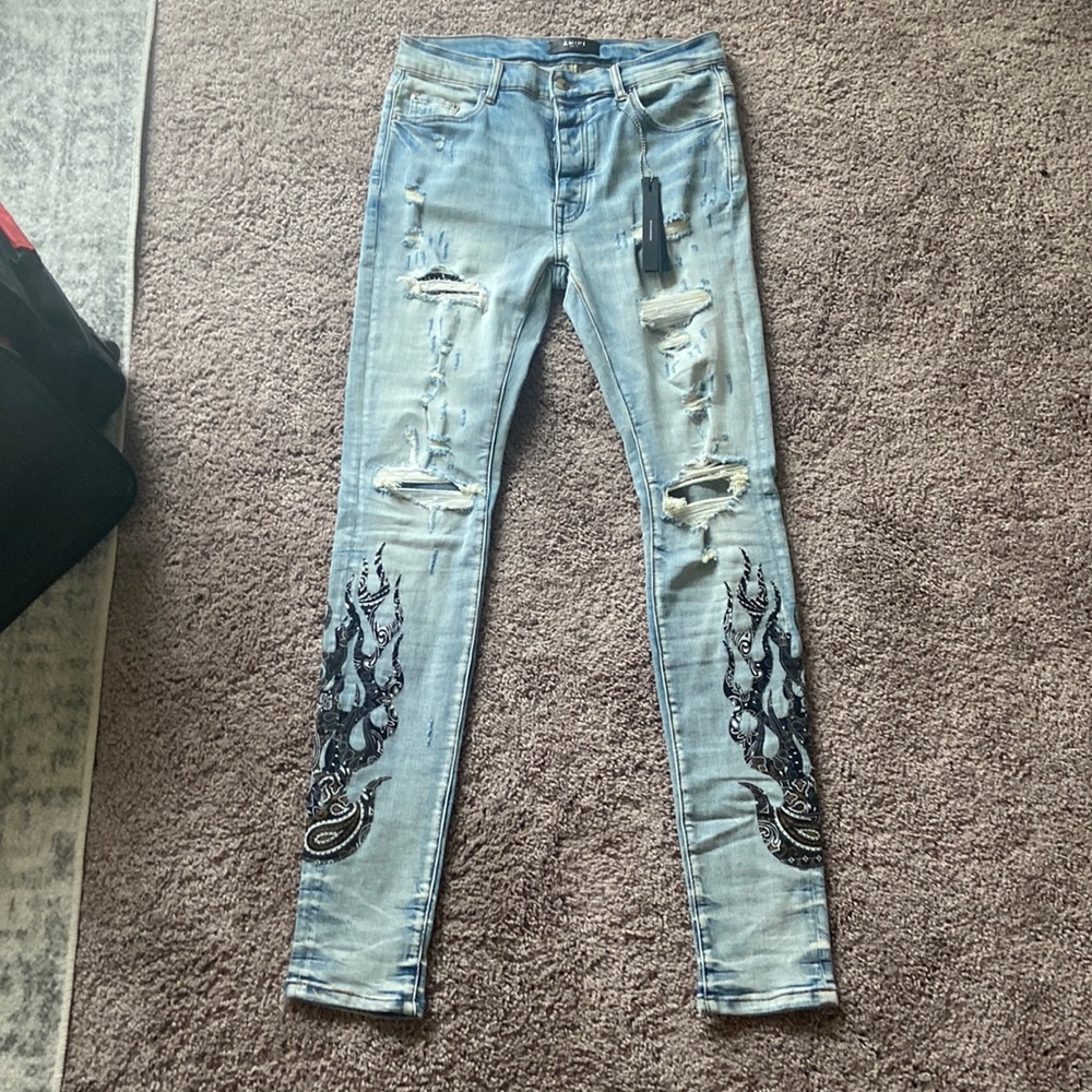 Amiri Bandanna Flame Jeans